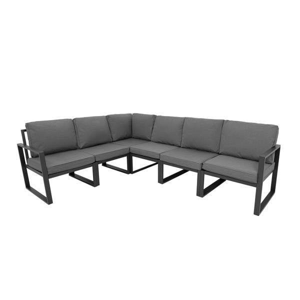 Monstershop Aluminium 7 Seater Garden Furniture Set With Fire Pit & Waterproof Cover