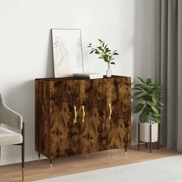 Berkfield Sideboard Smoked Oak 90x34x80 cm Engineered Wood