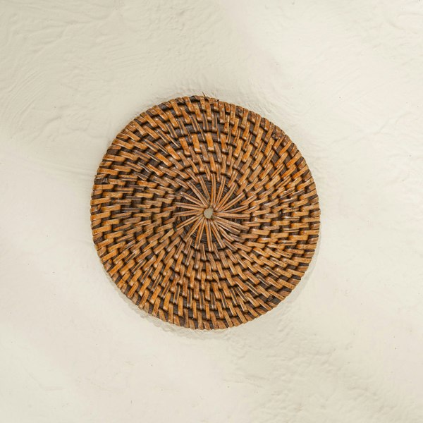 Handwoven dark brown rattan round coaster wicker table drinks mat