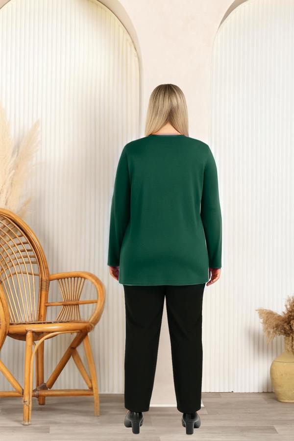 Hoxton Gal Relaxed Fit Long Sleeve Elegant Blouse with Ruffle Neckline