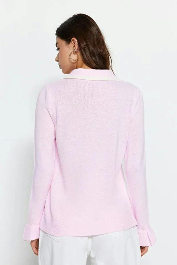 Hoxton Gal Color-Block Knit Sweater with Ribbon/Bow Detail