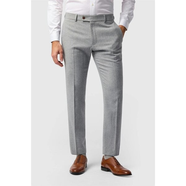 Antique Rogue Slim Fit Pale Grey Herringbone Trouser