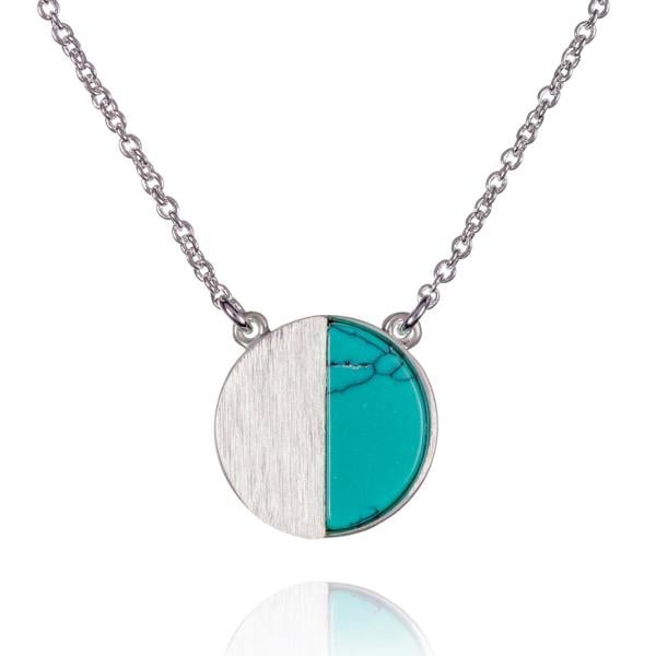 namana Disc Pendant Necklace a Created Blue Turquoise
