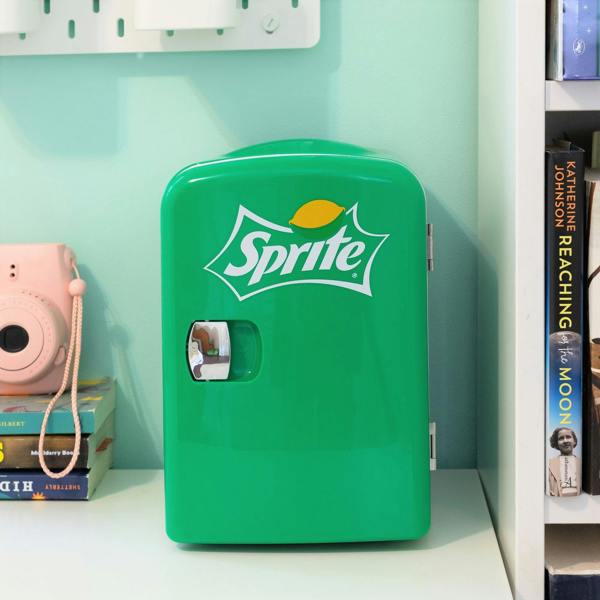 Coca-Cola Sprite 4L Mini Fridge 6 Can Tabletop Cooler & Warmer for Bedroom, Desk or Car (12V, Green)