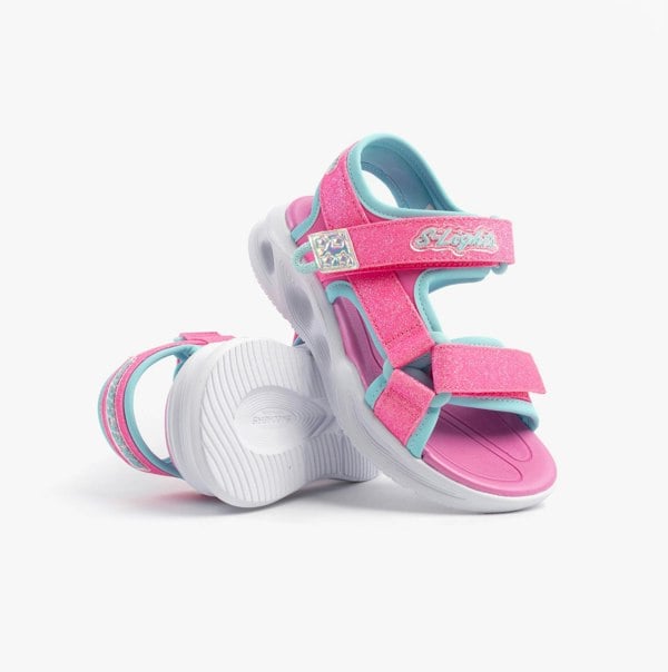 Skechers S-LIGHTS: SOLA GLOW Girls Sandals Hot Pink/Aqua
