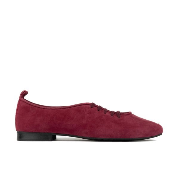 Embassy London Skyline - Burgundy - Women's Suede Lace Up Ballet Pump