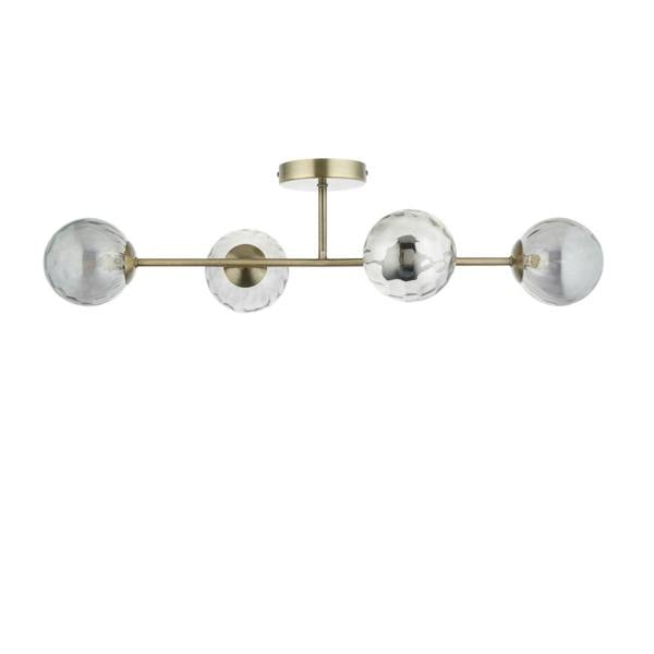 Pagazzi Lighting Tamara 4-Light Antique Brass Semi-Flush Ceiling Light