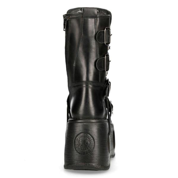 New Rock Metallic Black Leather Neptuno Gothic Boots-373-S2