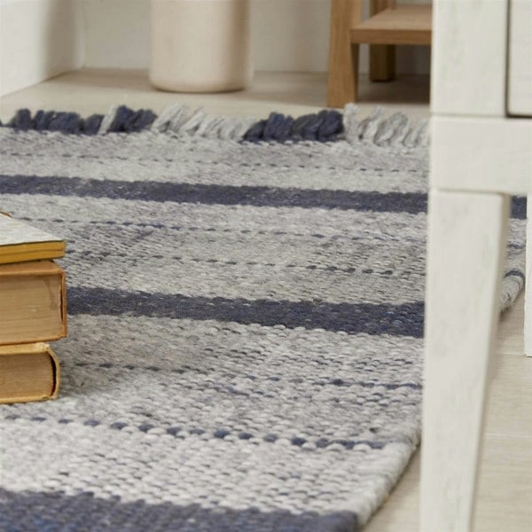 Highland Navy Checkered Rug | Sustainable Decor | The Rugs