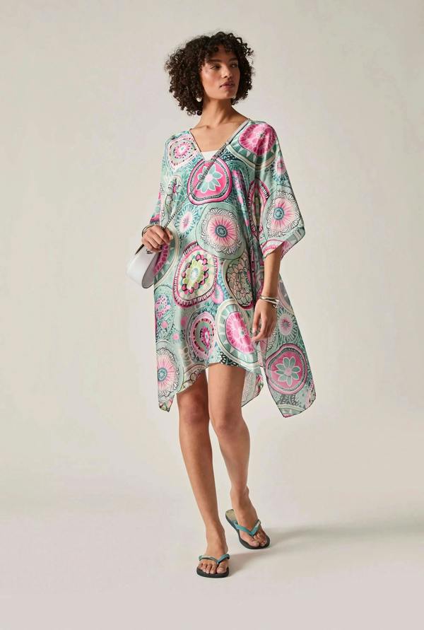 James Lakeland Turquoise Mandala Print Kaftan