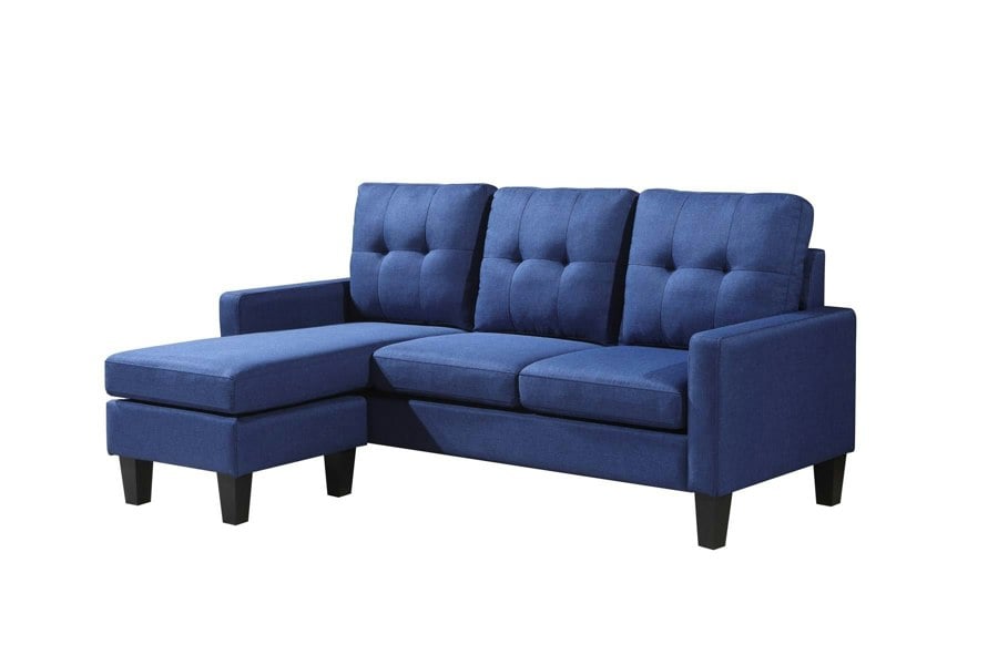 Kosy Koala Corner Sofa Fabric Sectional Sofa with Ottoman L-shaped Blue Sofa Couch Reversible 3-Seater