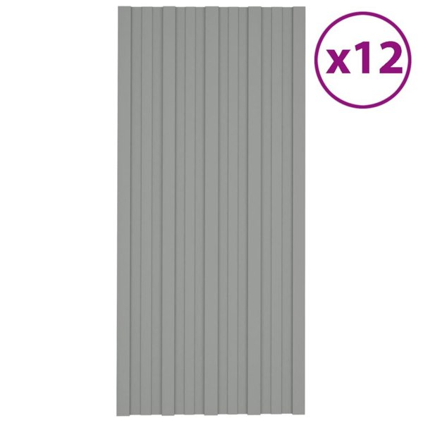 Berkfield Roof Panels 12 pcs Galvanised Steel Grey 100x45 cm