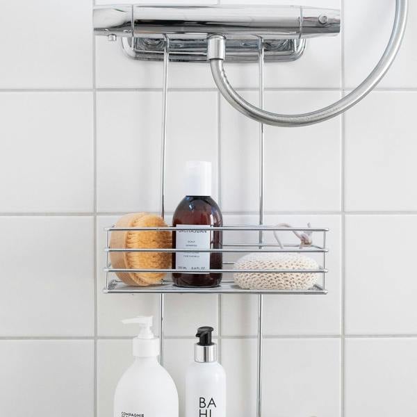 BESLAGSBODEN Polished Chrome Stainless Steel Double Shower Basket for Shower Mixer