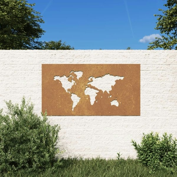 Berkfield Garden Wall Decoration 105x55 cm Corten Steel World Map Design