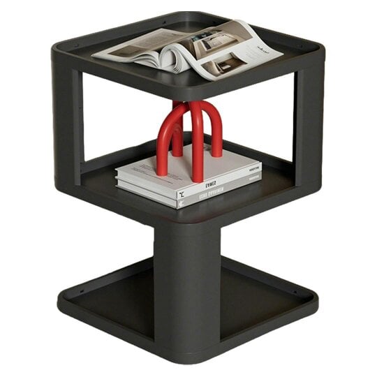 Havendro 3-Tier Geometric Creative Display Side Table Bedside Cabinet Space-Saving Design - black - plastic