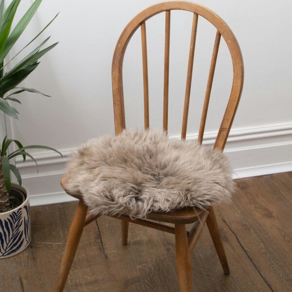 Round Sheepskin Chair Pad - Genuine New Zealand Sheepskin Seat Cushion 35cm