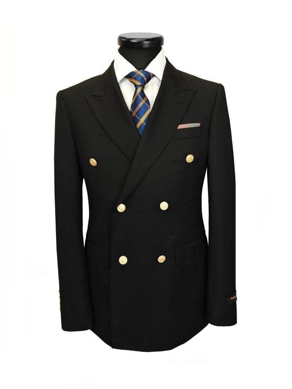 Black Double Breasted Suit with Gold Button