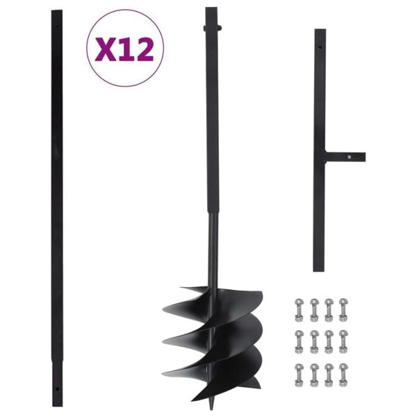 Berkfield Ground Drill with Handle 250 mm with Extension Tube 12 m Steel