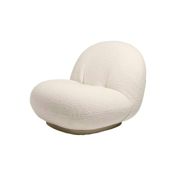 Gubi Pacha Swivel Chair, Boucle With Gold Base-Weilai Concept-White With Gold Base-Boucle-Weilai Concept