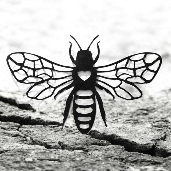 EDH Door Hardware Black Metal Honey Bee Silhouette Wall Art – 24 x 38 CM | Decorative Bee Wall Hanging for Indoor & Outdoor