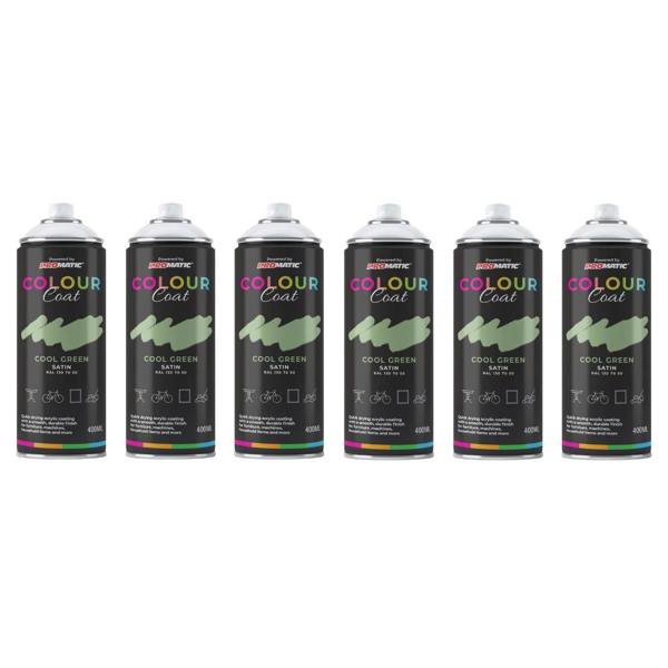 Colour Coat 6X Cool Green RAL 130 70 50 Satin Spray Paint 400ml