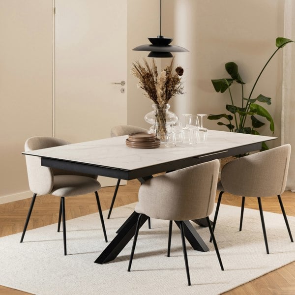 Furniture To Go Heaven Extendable Dining Table with Ceramic White Top 200cm
