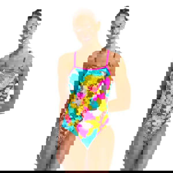 Funkita Cloudy Colours single strap swimsuit in blue pink tie-dye