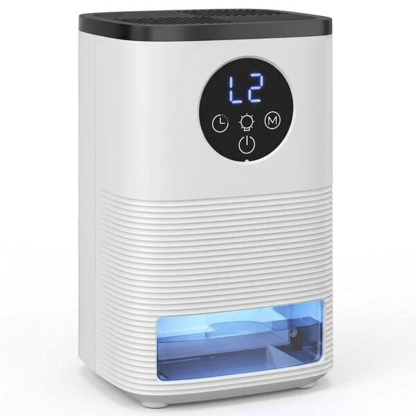 Bobobiy 300mL/Day Small Dehumidifier, RGB Mood Lights, Continuous Drainage, 24H Timer, LED Display, Dehumidifier for Home Damp