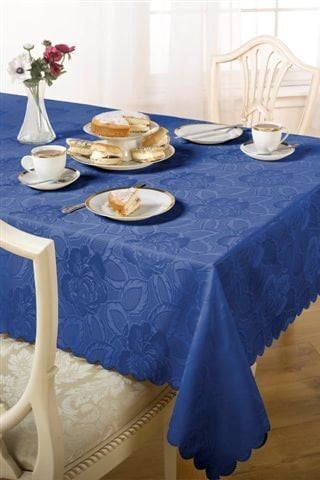 Emma Barclay Damask Rose Tablecloths - Blue