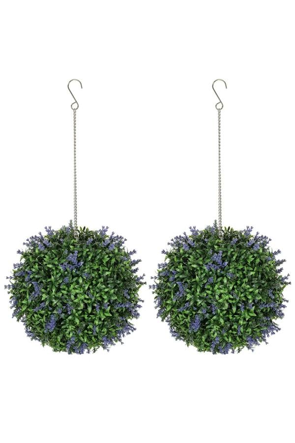Dyzi Artificial Lavender Topiary Ball Set 27cm Potted Decor Purple