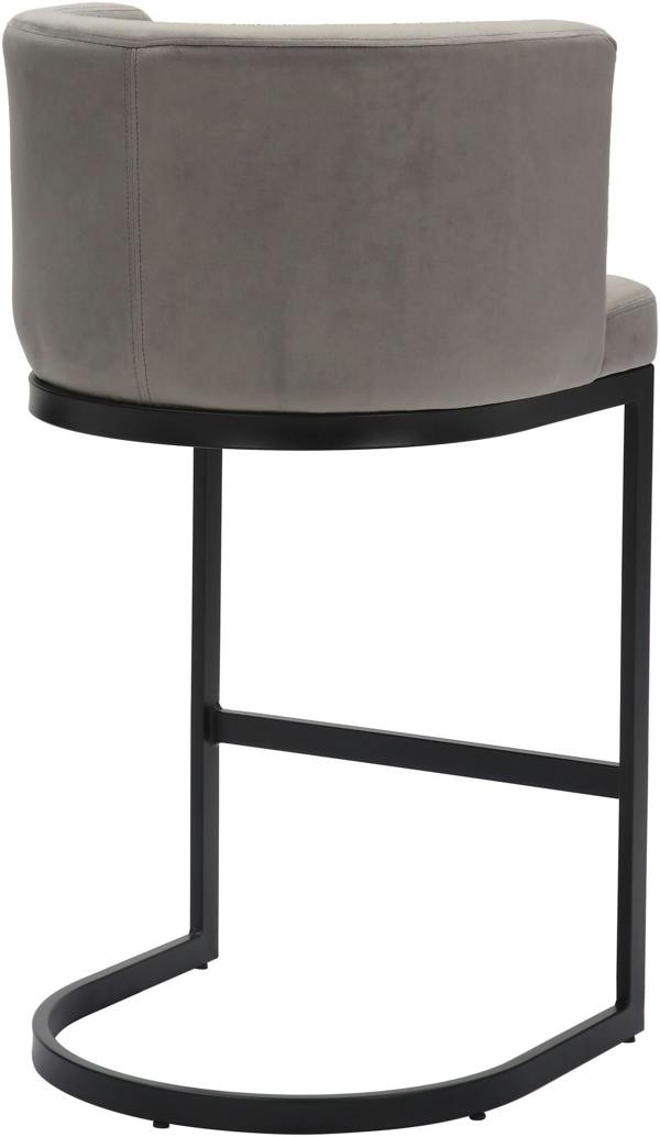 Lamboro Velino Velvet Kitchen Bar Stools, Matt Black Cantilever Frame, Seat With Backrest, Breakfast & Home Bar Stool - Grey
