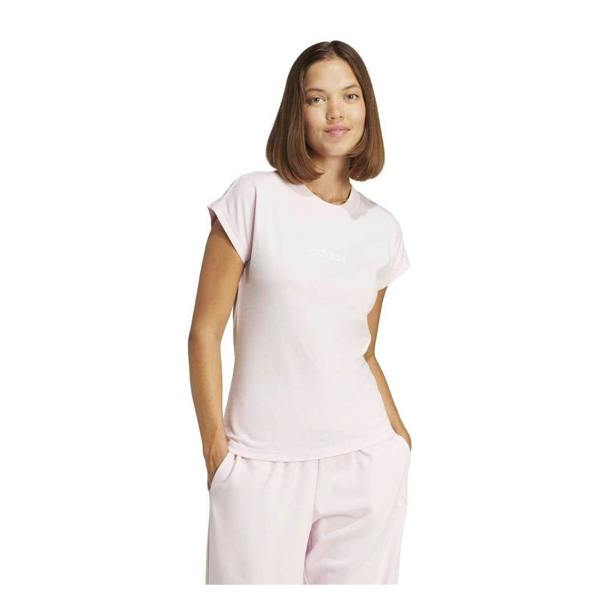 Adidas Womens/Ladies Linear Cotton T-Shirt - Clear/Pink - 