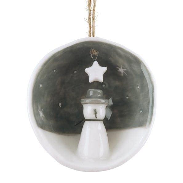 Half Porcelain Christmas Bauble – “If Kisses Were Snowflakes” Snowman Design Christmas Decoration