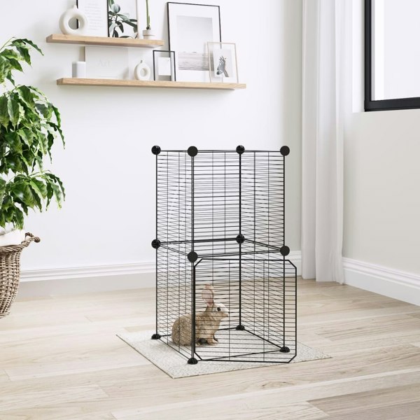 Berkfield 8-Panel Pet Cage with Door Black 35x35 cm Steel