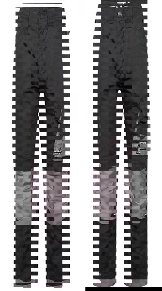 JCB Trade Rips Stop Mens Cargo Work Trade Trousers - Regular Leg, black and grey durable cargo work trousers with reinforced knee patches and multiple pockets for tradesmen.