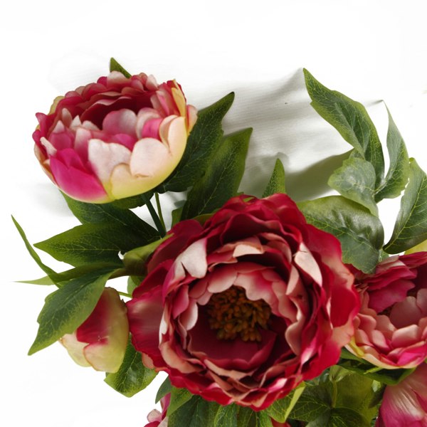 Leaf 52cm Artificial Peony Plant Pink