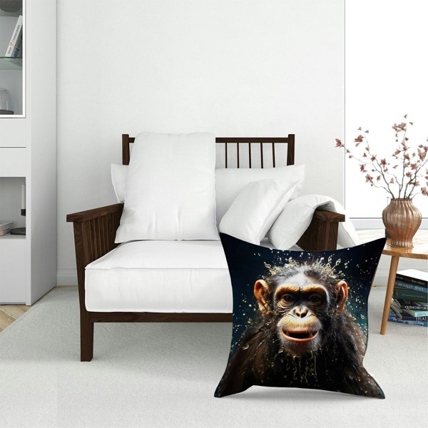 Warren Reed Realistic Monkey Face Splashart Floor Cushion