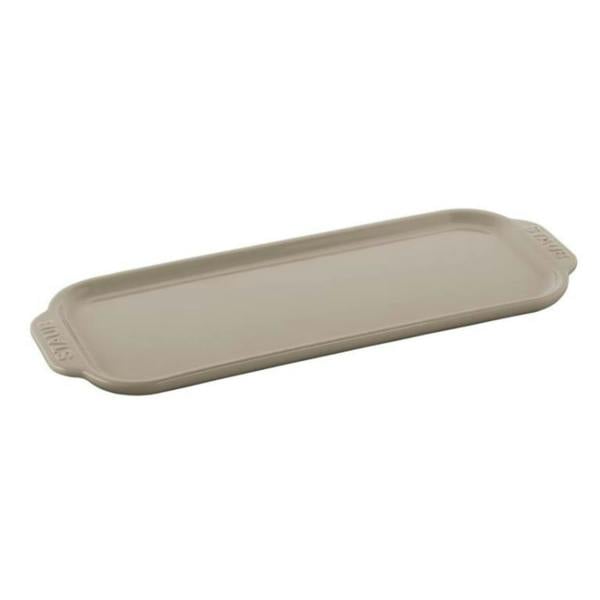 Staub Premium Rectangular Ceramic Serving Tray 36cm x 14cm Stone