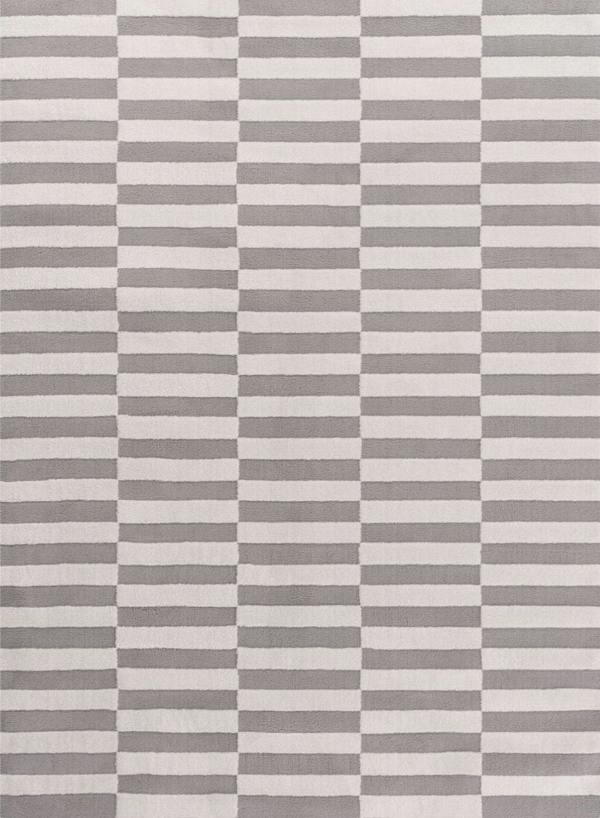 Loft Striped Grey Rug Textured Pile