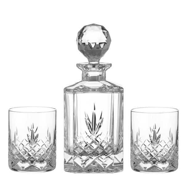 Diamante Buckingham Cut 3 Piece Crystal Whisky Set