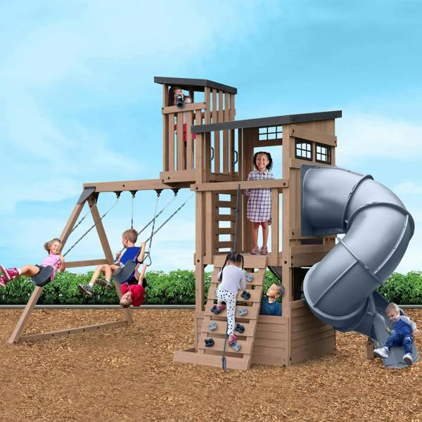 The Skyline Lookout Wooden Climbing Frame Backyard Bliss 8