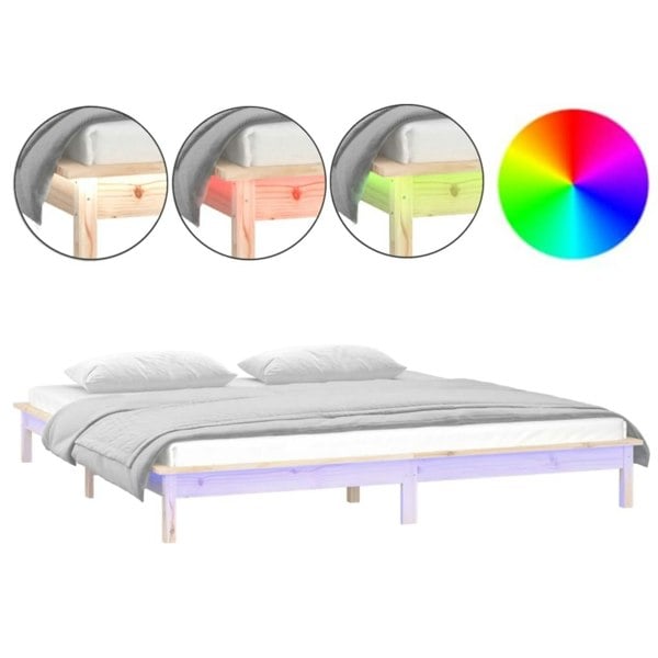 Berkfield LED Bed Frame 140x200 cm Solid Wood