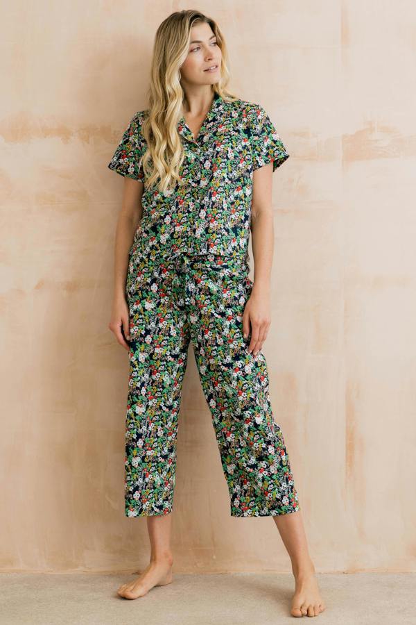 Lily & Me Mayflower Crop Pyjama Set Navy