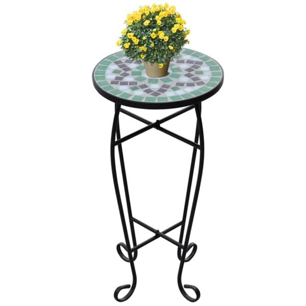 Berkfield Mosaic Side Table Plant Table Green White