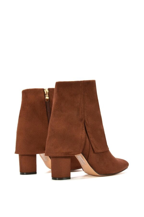 XY LONDON Fold Over Ankle Boots Layered Point Toe Block Heel Booties
