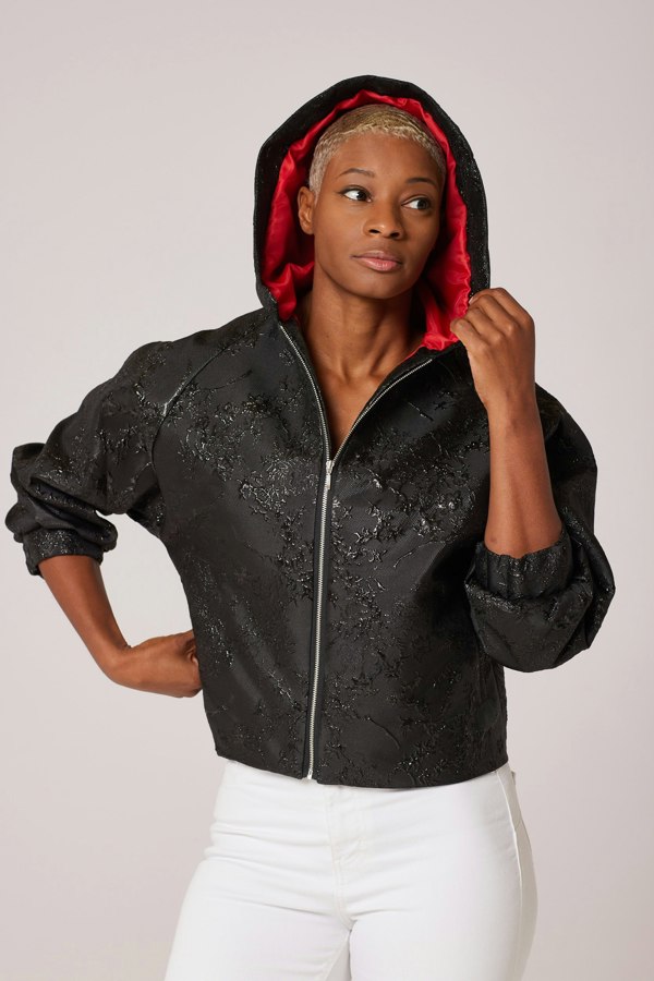 Lioness by TF The Black Embossed flowery Hoodie