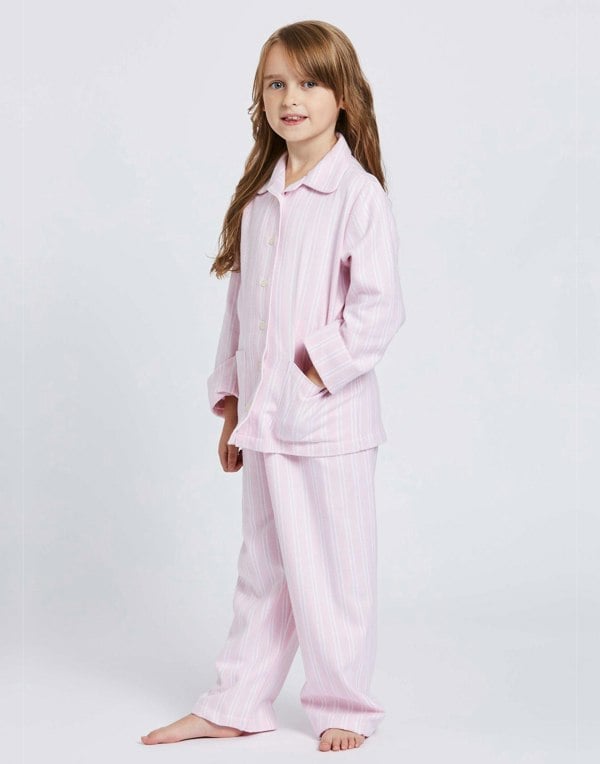 Children's Brushed Cotton Pyjama Set – Westwood Pink Stripe - British Boxers