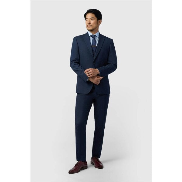 Limehaus Regular Fit Navy Stretch Trousers