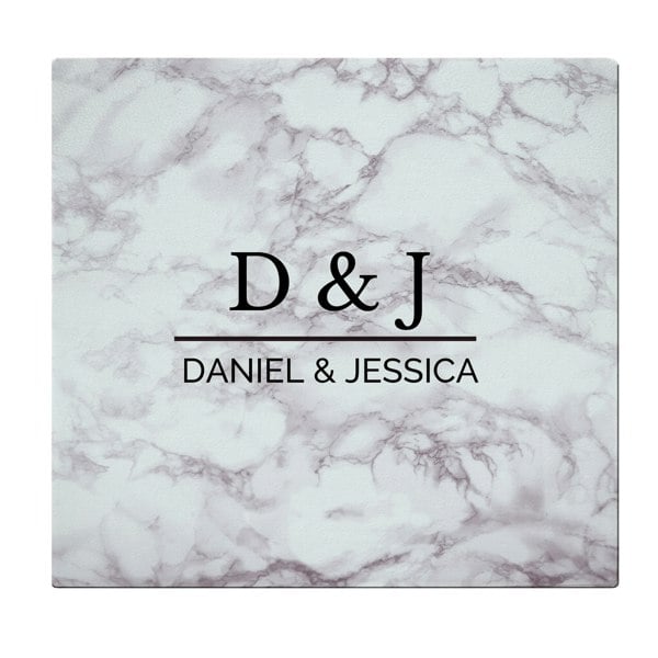 Personalised Memento Company Personalised Marble Effect Glass Chopping Board/Worktop Saver