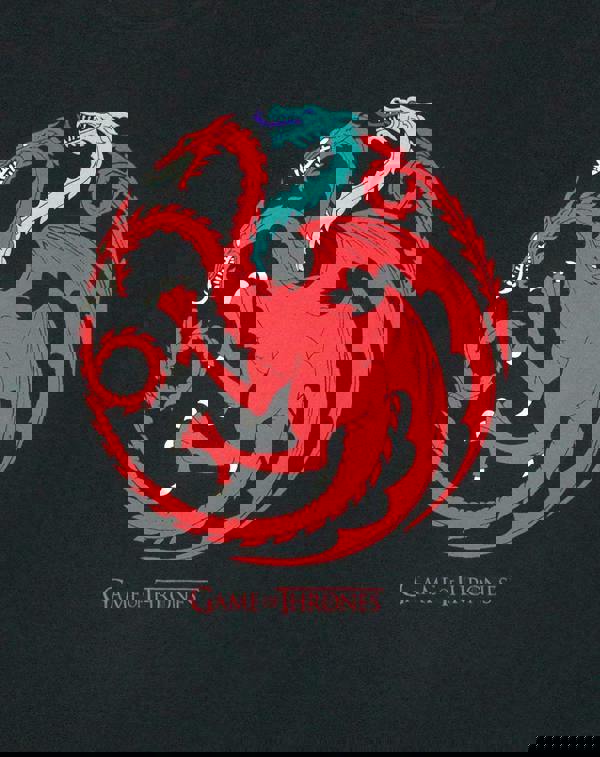 Game of Thrones Mens Black Ice And Fire Dragons Graphic Short Sleeved T-Shirt